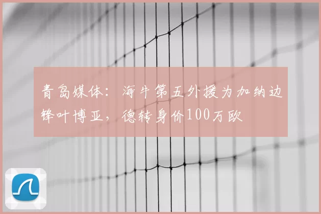 青岛媒体：海牛第五外援为加纳边锋叶博亚，德转身价100万欧